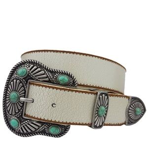 White Western Turquoise Accent Women's Belt XL